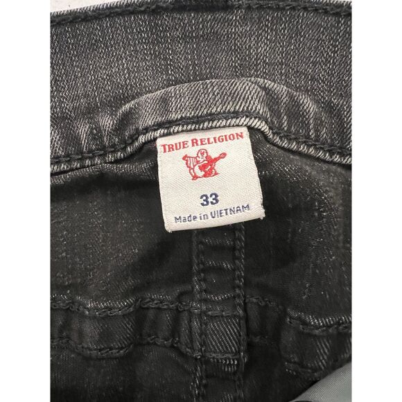 Y2K Men's True Religion Devin‎ Straight Leg Loose Fit Denim Jeans 33 X 28.75 Blk - Picture 4 of 11